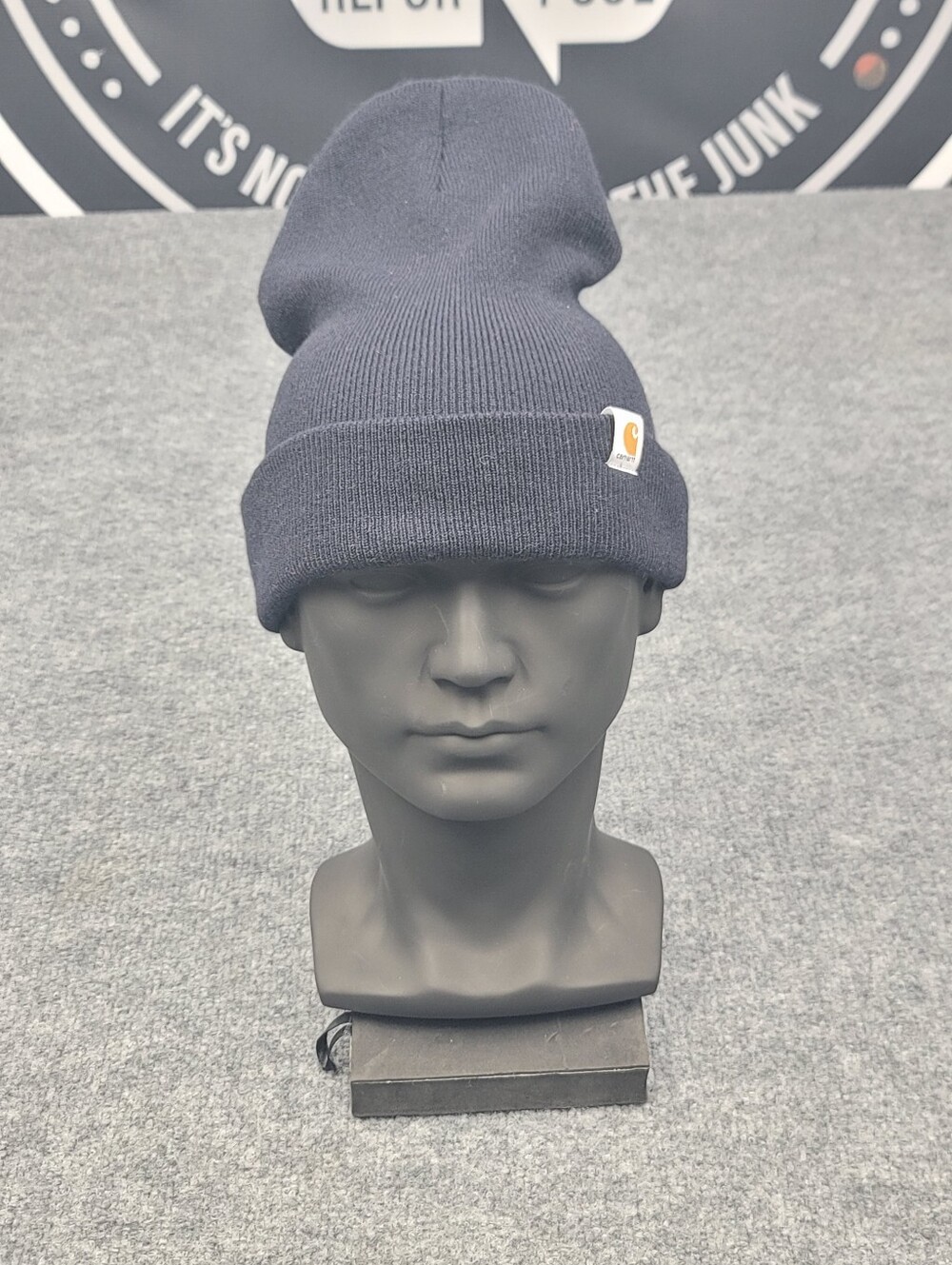 Carhartt Colliers Branded Adult One Size Blue Knit Cuffed Beanie Winter Hat.